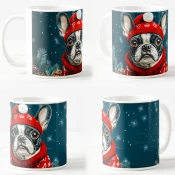 Keramicka šolja Nova godina i pas, 330ml, Višebojna