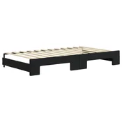 shumee Izvlečna dnevna postelja črna 100x200 cm žamet