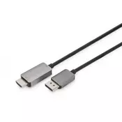 8K@60Hz. DP to HDMI adapter cable Alu housing; black; 1,8m