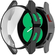 GS Ovitek za Samsung Galaxy Watch 4 44 mm z zaščitno folijo za zaslon, črn