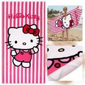 HELLO KITTY Hello Kitty Hitro sušeča plažna in kopalna brisača s črtami, 100% bombaž 70x140 cm