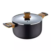 Bergner enolončnica BG-32036-BK z nelepljivim premazom in pokrovom 24 cm zemeljsko črne barve