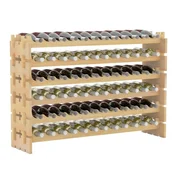 Costway Stojalo za vino 72 steklenic 6-nadstropno zložljivo naravno trdno leseno ogrodje