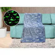 Ljubki dom Svetleča mikroflanelasta odeja DINO BLUE 150x200 cm modra