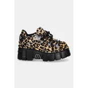 Superge iz semiša New Rock Pelo Leopardo Cuero M Tower Negro Lateral rjava barva, M-120N-C54