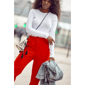 Complete set of womens trousers with pleats and blouses in red-white