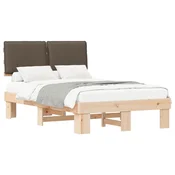 Vidaxl Posteljni okvir z oblazinjenim vzglavjem Taupe 120 x 190 cm