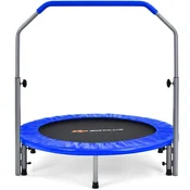 Northix O101 cm zložljiv mini trampolin, fitnes trampolin z višinsko nastavljivim ročajem, modra + črna