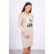 Beige dress with love print