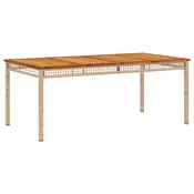 vidaXL Vrtna miza bež 180x90x75 cm poli ratan in akacijev les