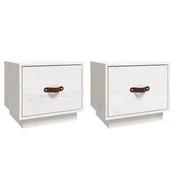 Vidaxl Nočna omarica 2 kosa bela 40x34x35 cm trdna borovina