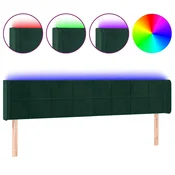 Vidaxl LED posteljno vzglavje temno zeleno 163x16x78/88 cm žamet