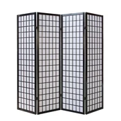 Homestyle4U Pregrada za prostor, Shoji 4-delna, 176x2,2x175 cm, črna