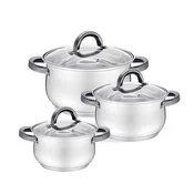Casserole with Lid Feel Maestro MR-3522-6M-BLACK Silver Steel Stainless steel O 18 cm O 20 cm O 16 cm 2,5 L 1,8 L 3,5 L (6 Piece