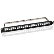 helos Keystone - 19? Modulträger 1 HE 24 Port, Entlastungsschiene, schwarz