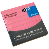 Blok samoljepljiv 75x75mm crte 80L Global Notes 5654-32-L neon-rozi