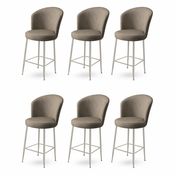 HANAH HOME Set 6 barskih stolica Fora Cappuccino Chrome