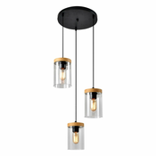 Crna/u prirodnoj boji viseća svjetiljka sa staklenim sjenilom o 12 cm Wels – Candellux Lighting