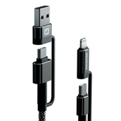 Kabel za punjenje i prijenos podataka Swissten Kevlar 4in1 60 W - 1.5 m