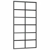 Vidaxl Drsna vrata ESG steklo in aluminij 102x205 cm črna