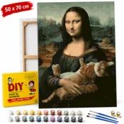 ERS Slika po številkah z okvirjem 50x70 Mona Liza z mačko