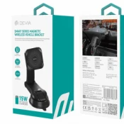 Devia ST398735 Smart Series magnetski bežični punjač/držač za automobil crne boje, 15 W, za montažu na armaturnu ploču ili vjetrobransko staklo