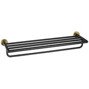 LARISSA polica za brisače z vodilom 600 mm, črna/zlata mat - Črna - 654x107x214 mm - Sapho - LARISSA - 24 - Zlitina - Lepilo - Drugo - 654 - Držalo za brisače: s polico - Krožni - 654 - 107 - 214 - 14