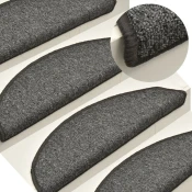 Prostirke za stepenice 15 kom 56x17x3 cm tamno sive poluokrugle