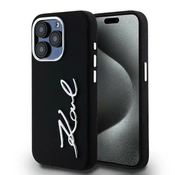 slomart Etui Karl Lagerfeld Silicone Metal Script Logo za iPhone 15 Pro Max - črno