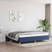 shumee vidaXL Posteljni okvir brez vzmetnice, moder, 200x200 cm, oblazinjen s tkanino