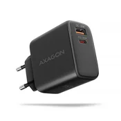 shumee AXAGON GaN stenski polnilnik z 2 vhodoma (USB-A + USB-C), PD3.0/PPS/QC4+/SFC2.0/AFC/SCP/FCP/Apple, 45 W | ACU-PQ45