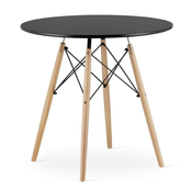 BOLZZ Trpezarijski sto Torino, Okrugli, 80cm, Crni