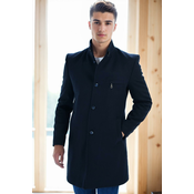 PLT8367 DEWBERRY MENS COAT-PLAIN NAVY BLUE