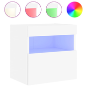 MAISON CHIC Stenska TV omarica - TV stojalo - Televizijska omarica z LED lučkami bela 40x30x40 cm, (21701624)