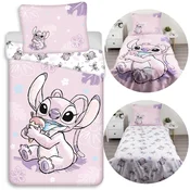 Disney DISNEY Stitch Angel Roza, DVOJNA STRAN, bombažna otroška posteljnina na zadrgo, 100% BOMBAŽ 140x200cm+70x90cm OEKO-TEX