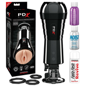 PDX Elite Cock Compressor - sesalni, vibracijski masturbator za pičko (črn)