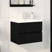 Kuhinja Ormar s Ugrađenim Lavabo - Umivaonikom Crni Hrast MDF Kuhinja Ormar Crni Hrast 60 x 38.5 x 45 cm MDF