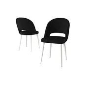 Hanah Home set trpezarijskih stolica Pane 4 kom, crna tkanina Babyface, bele metalne noge