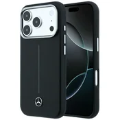 Ovitek Usnjeni polovični ovitek Mercedes Iconic Line MagSafe za iPhone 17 Pro, črn (MEHMP17L25PFWSTK)