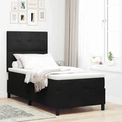 vidaXL vidaXL Box Spring postelja z vzmetnico in LED Črna 100x200 cm Žamet, (22050606)