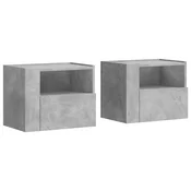 Vidaxl Stenske nočne omarice 2 kosa betonsko sive 45x30x35 cm