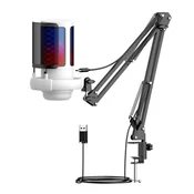 INF USB igralni mikrofon z RGB osvetlitvijo, nastavljivim nosilcem White, (5000289881)