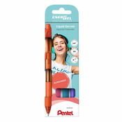 Pentel: EnerGelX gel pisala - 4 kosi, modne barve