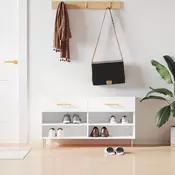 Vidaxl vidaXL Klop s prostorom za čevlje visok sijaj bela 102x35x55 cm