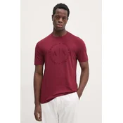 Bombažna kratka majica Armani Exchange bordo barva