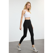 Trendyol Black Soft Brushed Fabric Reflective Print Detailed Full Length Knitted Sports Tights