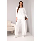Kesi Włoski Ladies set made of viscose with a loose blouse and pants ecru
