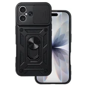 Silikonski ovitek Armor Ring z zaščito kamere za Samsung Galaxy S25 FE- črn
