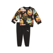 Puma Minicats Moody Cat AOP Crew Shirt Set Toddlers, Black, Size 2-3Y, Clothing