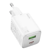 Hoco Mrežni polnilnik za telefon Hoco USB-A + USB-C QC3.0 PD 3A 20 W N41, bel